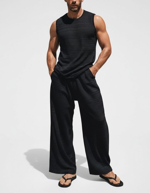 Street Style Sleeveless Vest and Trousers Casual Sportswear Set for Men