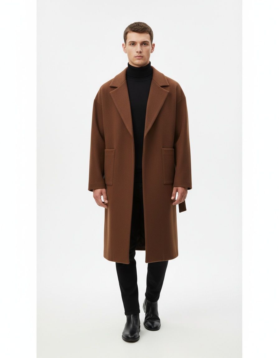 Mittellanger Mantel aus Wollmischung mit Reverskragen für Herren – lässige Winterkleidung