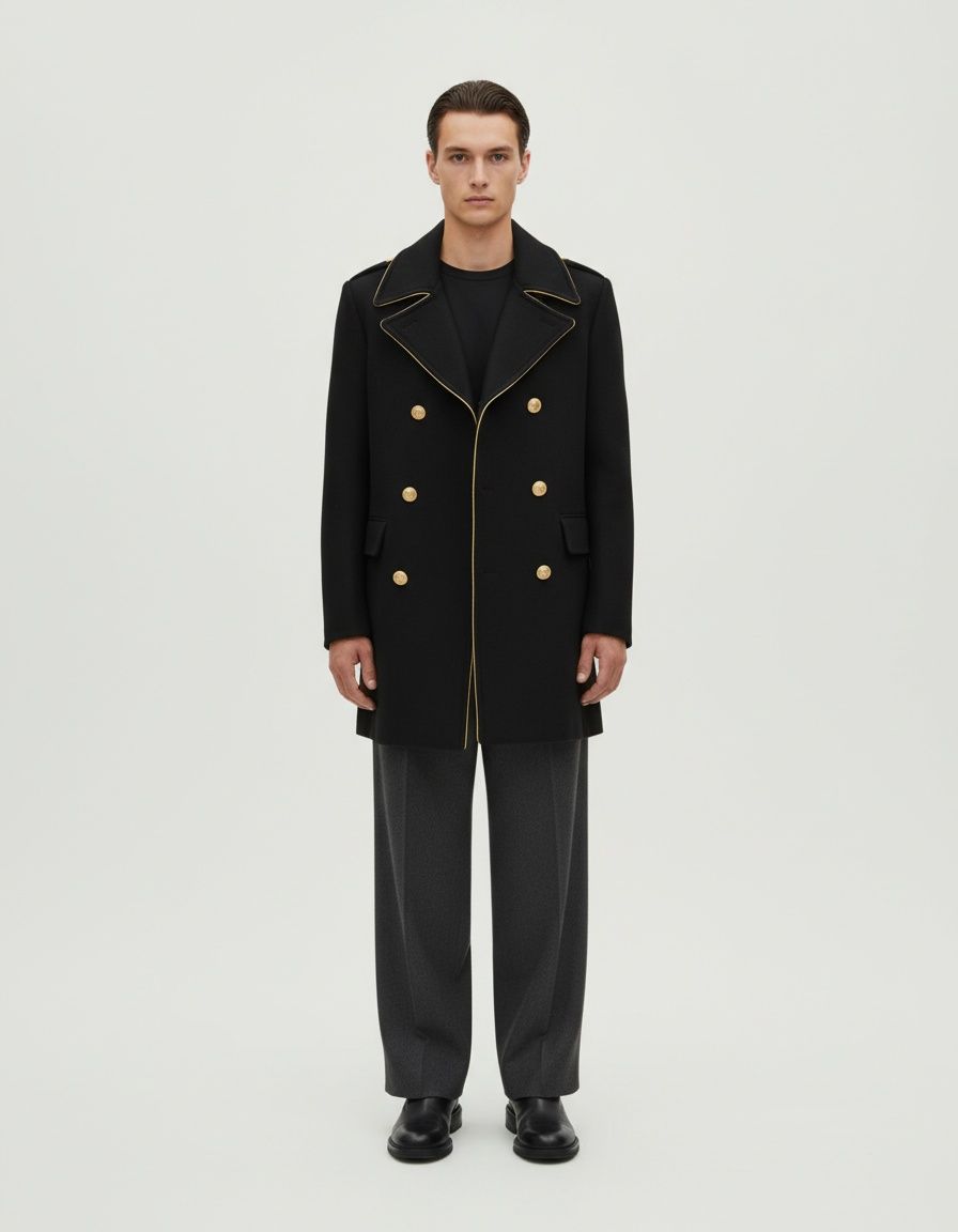 Abrigo de invierno ajustado y cruzado para uso informal masculino