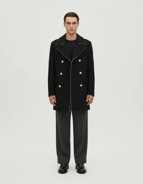 Abrigo de invierno ajustado y cruzado para uso informal masculino