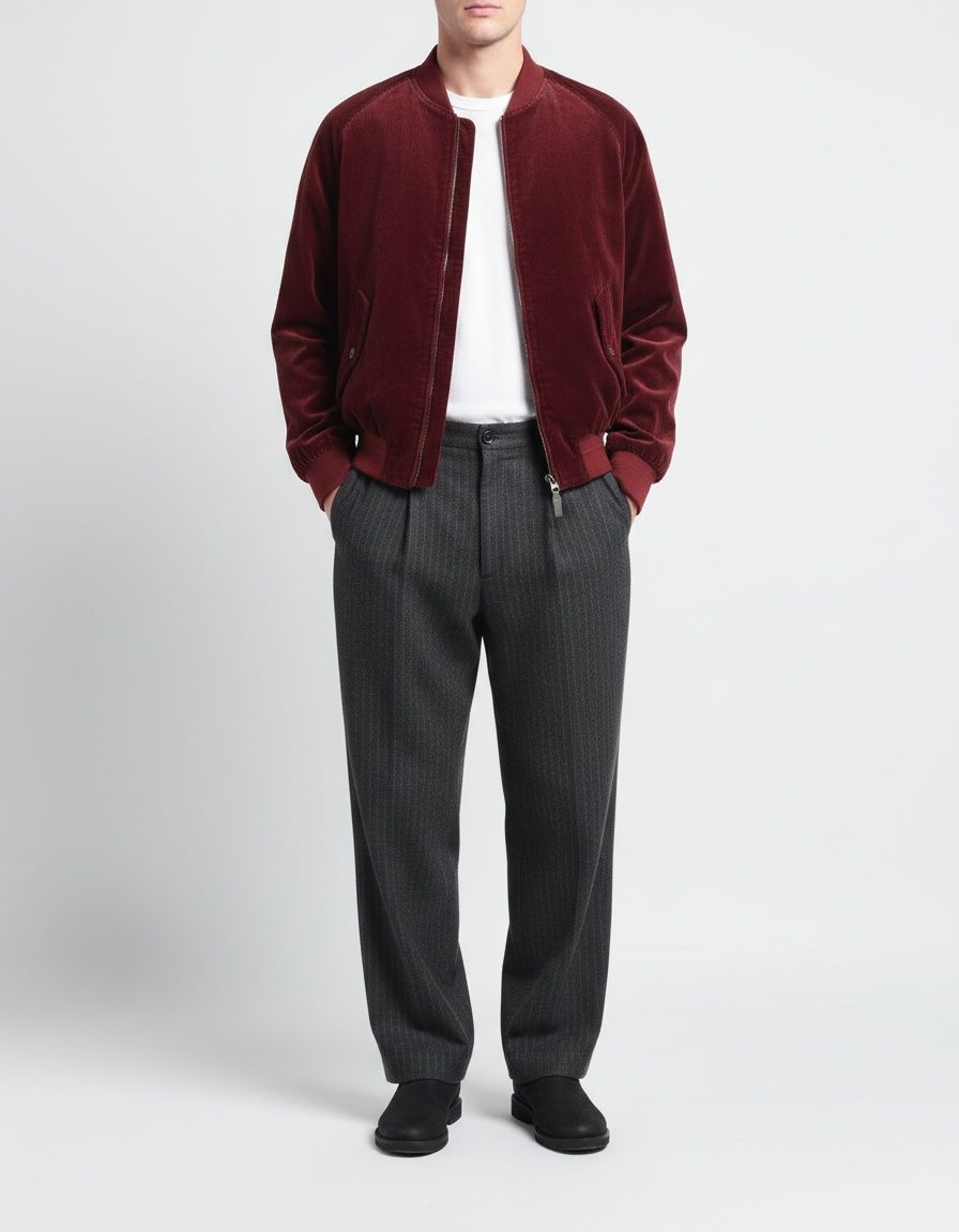 Lapel Zip-Up Winter Bomber Jacket with Casual Fit for Men