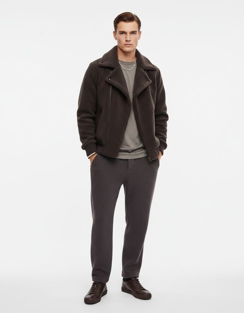 Lambswool Fleece Zip-Up Casual Winter Jacket for Men's Wear