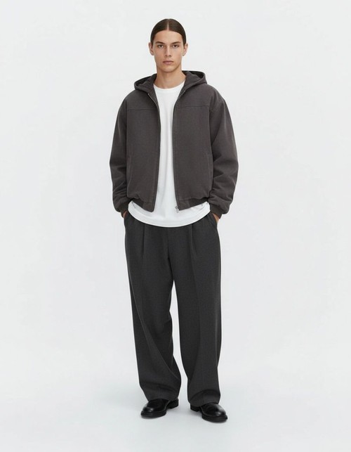 Relaxed Fit Hooded Winter Jacket in Cotton Blend for Men's Casual Wear