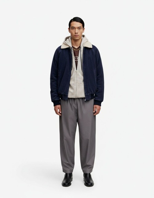 Corduroy Retro Lapel Winter Jacket with Warm Lamb Fleece Lining for Men's Casual Wear