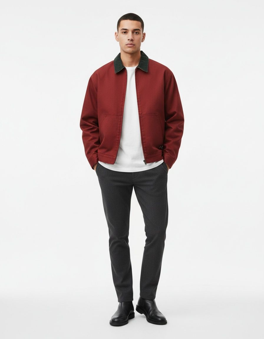 Lapel Style Windproof Winter Jacket for Men's Casual Wear