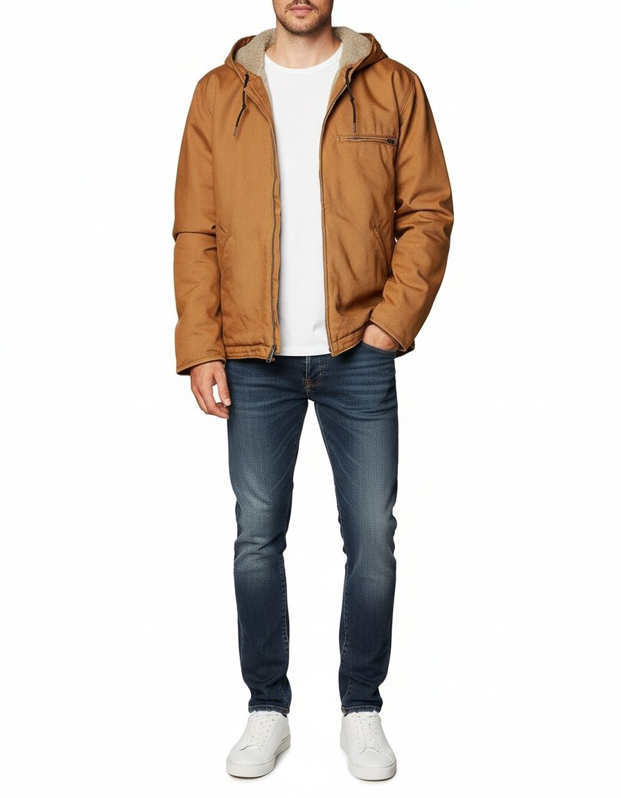 Hooded Retro Zip-Up Casual Jacket with Versatile Fit for Men