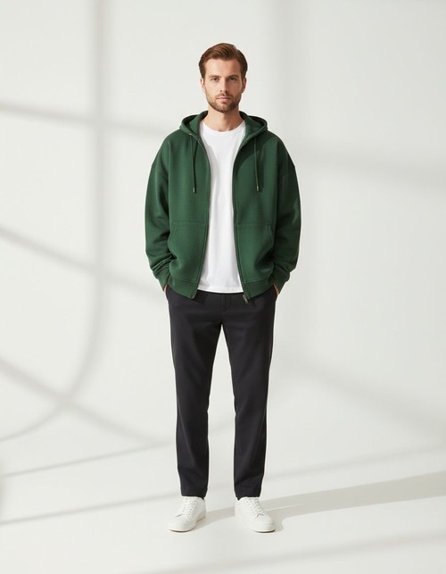 Retro Hooded Zip-Up Casual Jacket for Men's Fall and Winter Wear