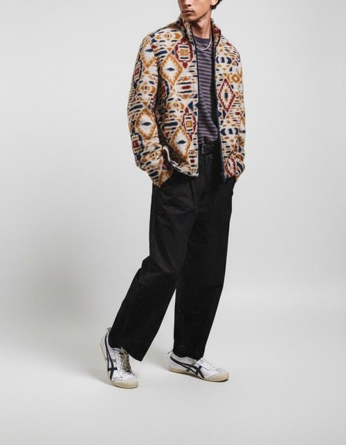 Printed Loose Fit Fleece Jacket for Men's Casual Winter Wear