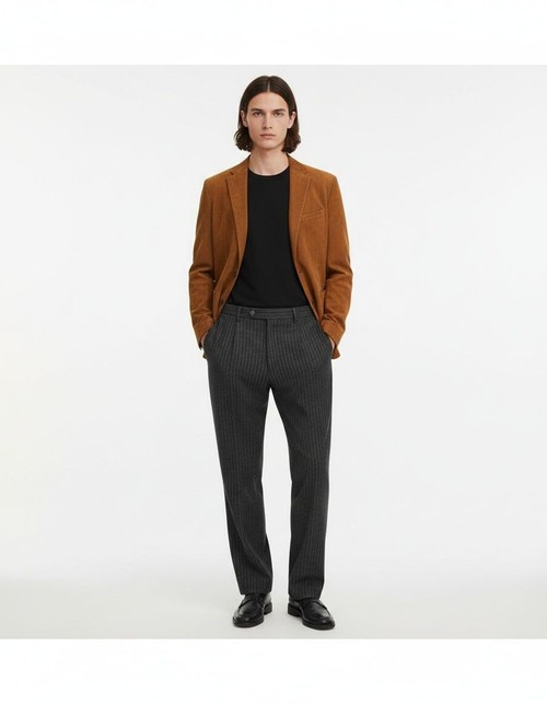 Slim Fit Solid Color Lapel Jacket with Pockets for Men's Casual Winter Wear