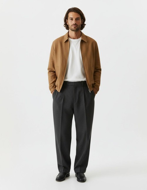 Retro Solid Color Cotton Blend Jacket for Men's Breathable Casual Winter Wear