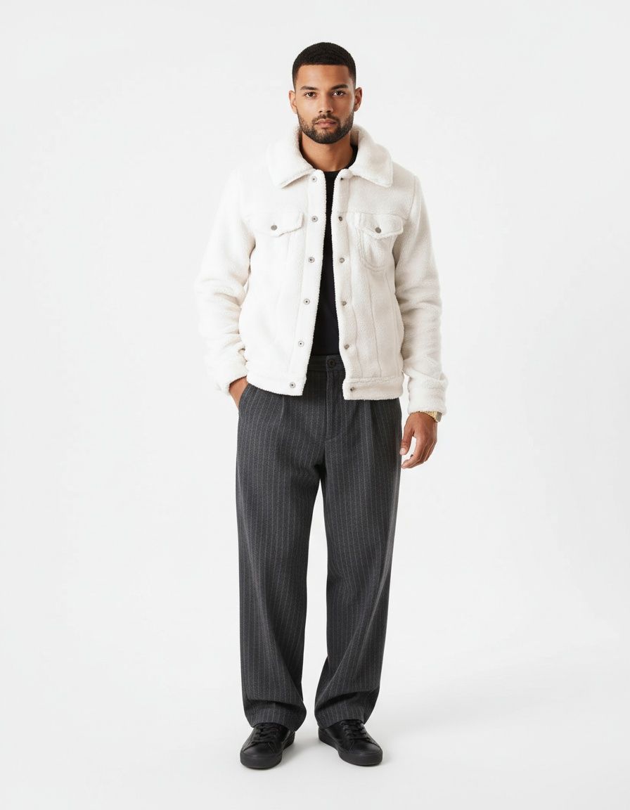 Fleecegefütterte, einfarbige Winterjacke mit lässiger Passform für Herren