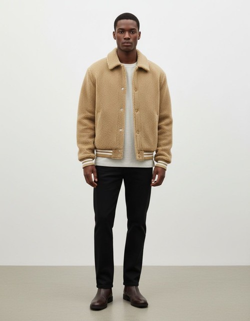 Fleecegefütterte Shearling-Jacke mit warmer, lässiger Passform für Herren im Winter