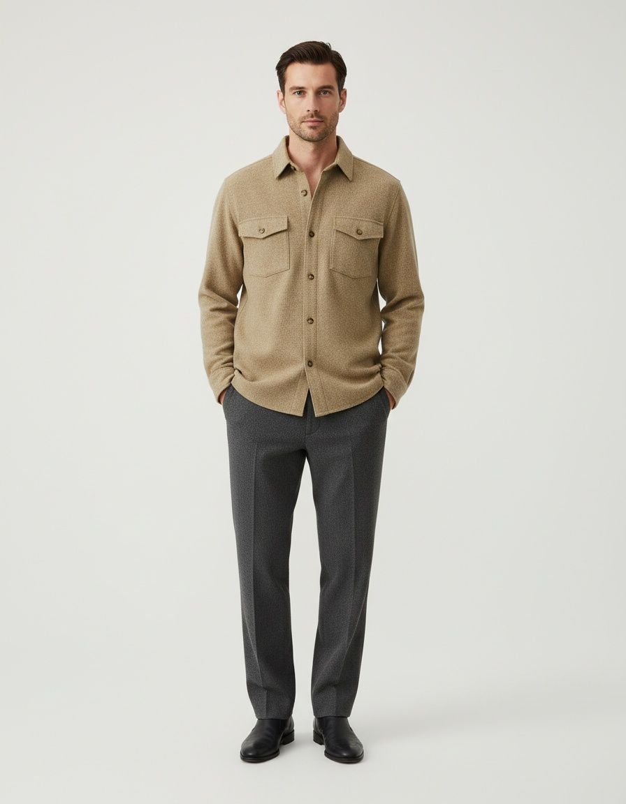 Retro-Arbeitsjacke aus Baumwollmischgewebe mit Revers und langen Ärmeln für Herren – ideal für den lässigen Winter.