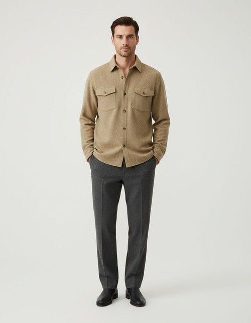 Retro-Arbeitsjacke aus Baumwollmischgewebe mit Revers und langen Ärmeln für Herren – ideal für den lässigen Winter.