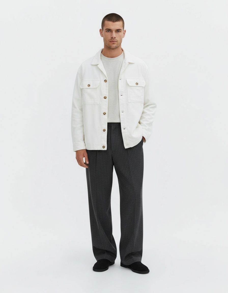 Cord-Retro-Arbeitsjacke mit zwei Taschen und atmungsaktiver, lässiger Passform für Herren