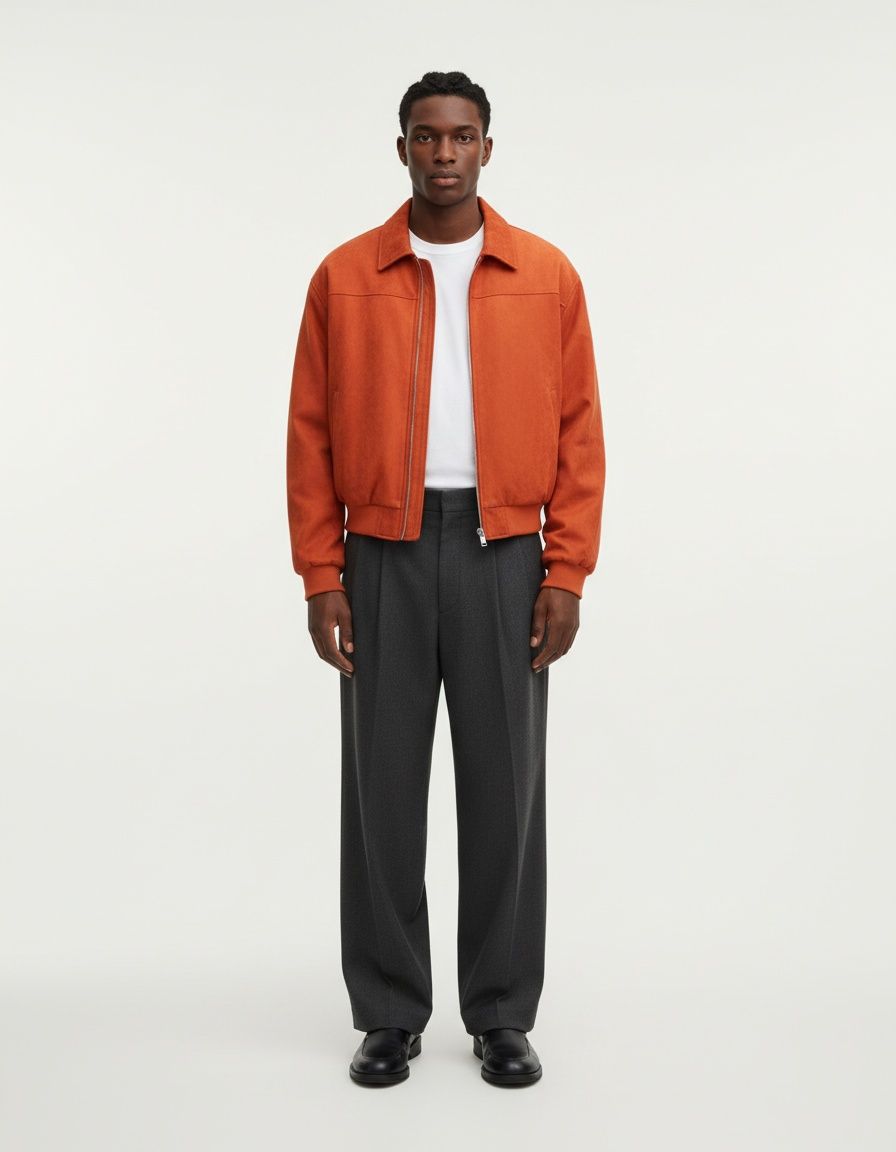 Retro Orange Lapel Jacket with Loose Casual Winter Fit for Men