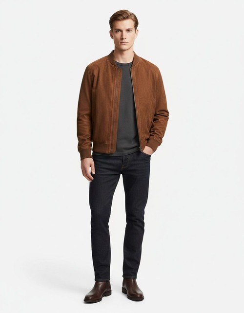 Suede Solid Color Casual Winter Jacket for Men's Wear