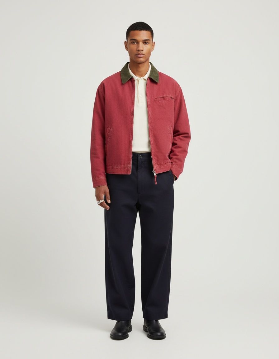 Retro Pilot Style Loose Fit Workwear Jacket for Men's Casual Winter Wear