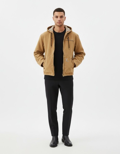 Hooded Distressed Winter Jacket with Loose Casual Fit for Men