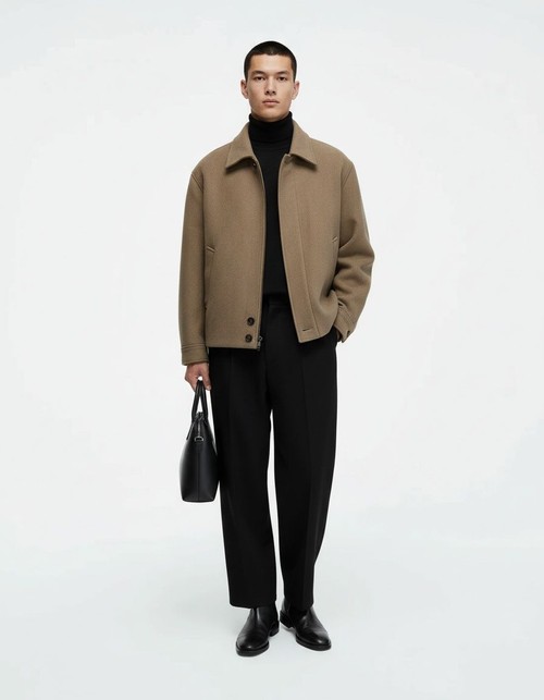 Woolen Lapel Winter Jacket with Retro Casual Fit for Men