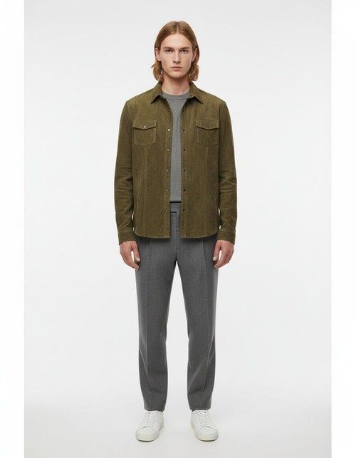 Slim Fit Breathable Cotton Shirt Jacket for Men's Casual Business Winter Wear