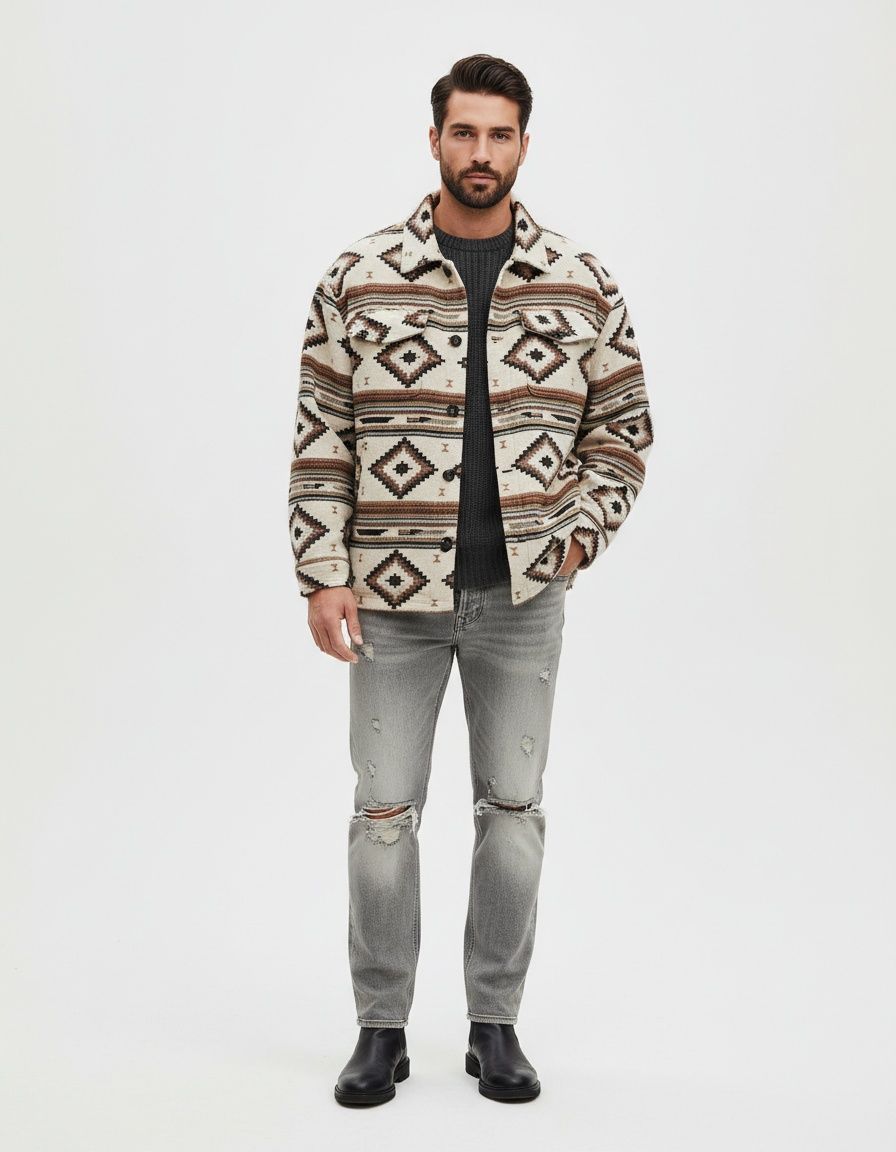 Printed Plus-Size Autumn Jacket with Breathable Casual Fit for Men