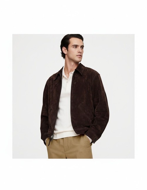 Suede Retro Loose Fit Winter Jacket for Men's Casual Wear