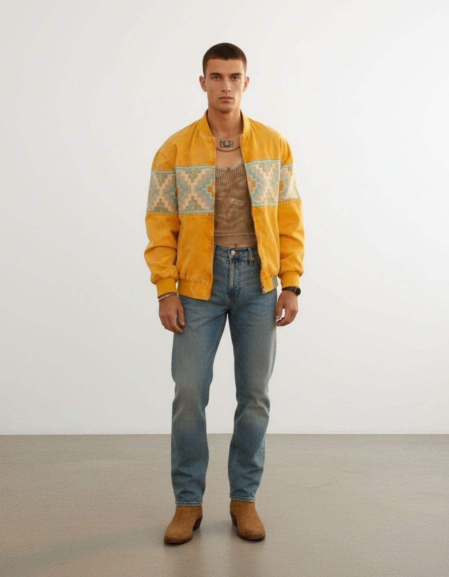 Chaqueta retro holgada con estampado para hombre, estilo casual de invierno.