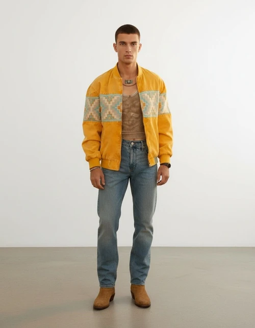 Chaqueta retro holgada con estampado para hombre, estilo casual de invierno.