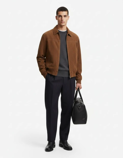 Chaqueta de solapa cortavientos estilo retro para ropa informal de invierno para hombre