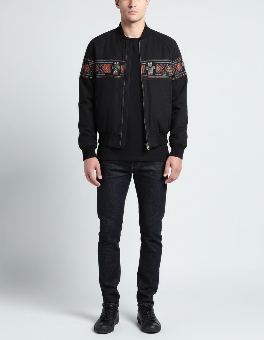 Chaqueta de invierno de corte relajado con estampado retro para ropa informal de calle para hombre