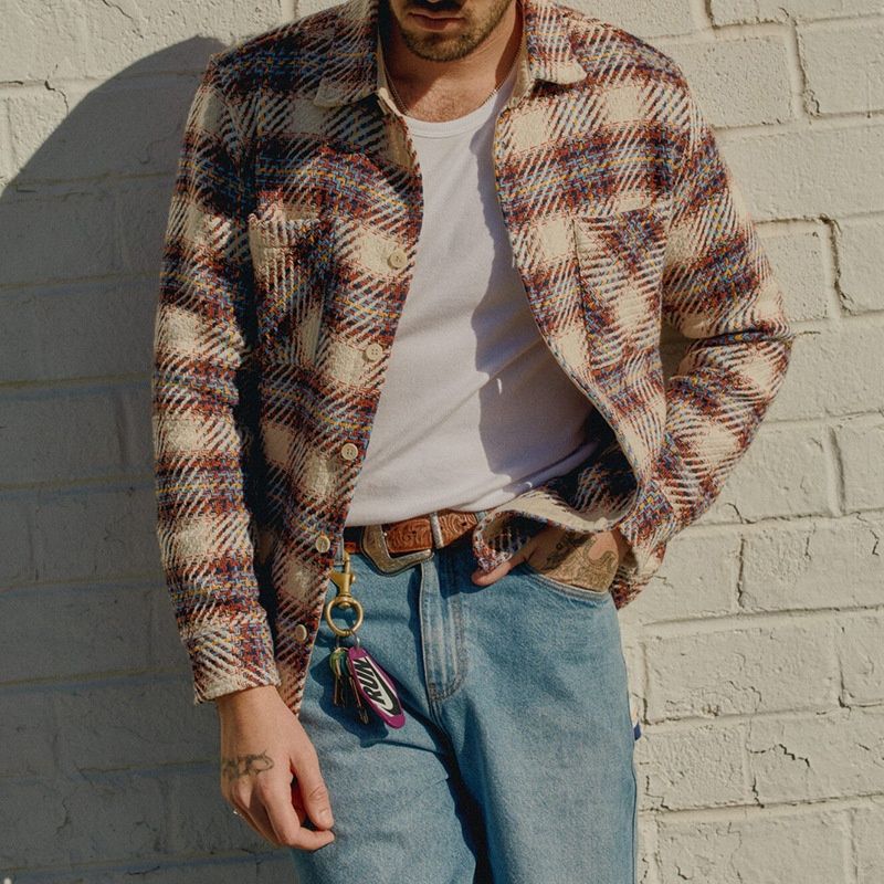 Woolen Lapel Button-Down Winter Shirt with Casual Fit for Men's Wear