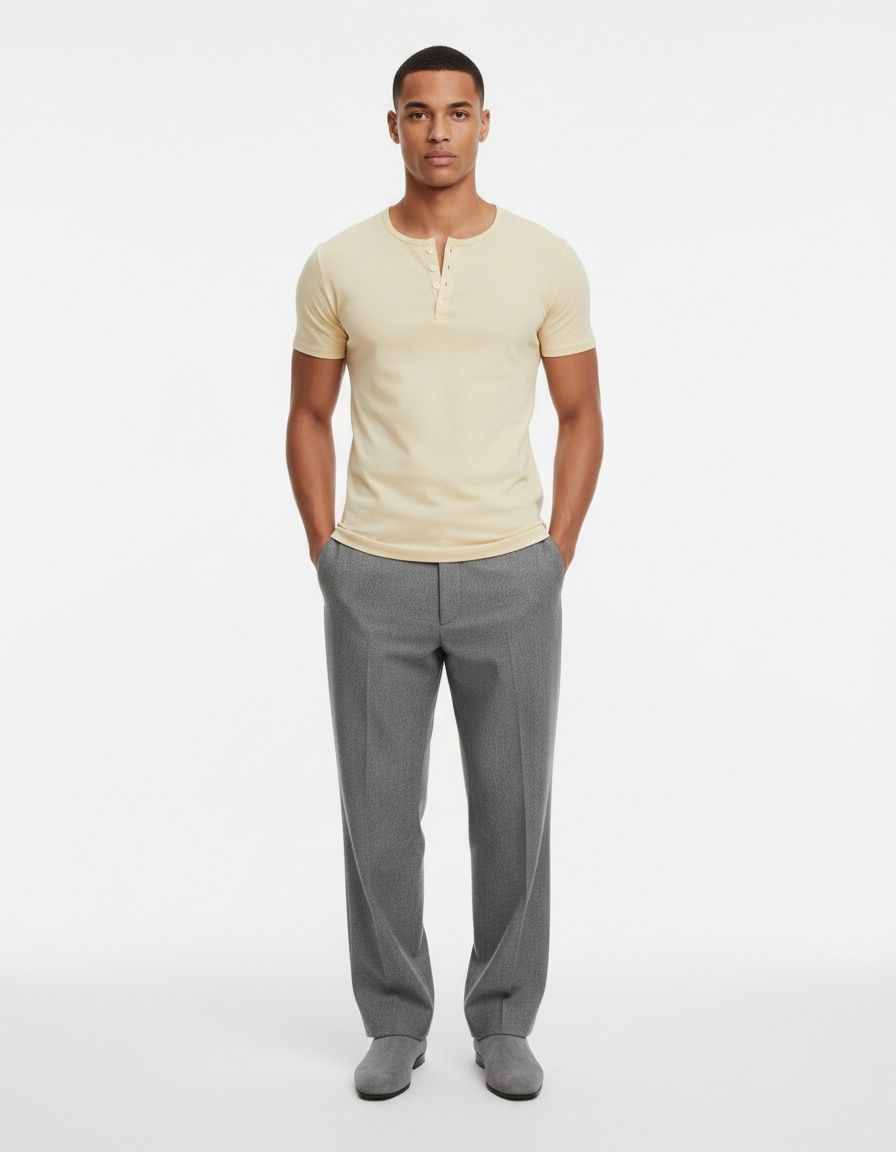 Schmal geschnittenes Henley-Shirt mit V-Ausschnitt und kurzen Ärmeln für Herren – lässige Sommerkleidung