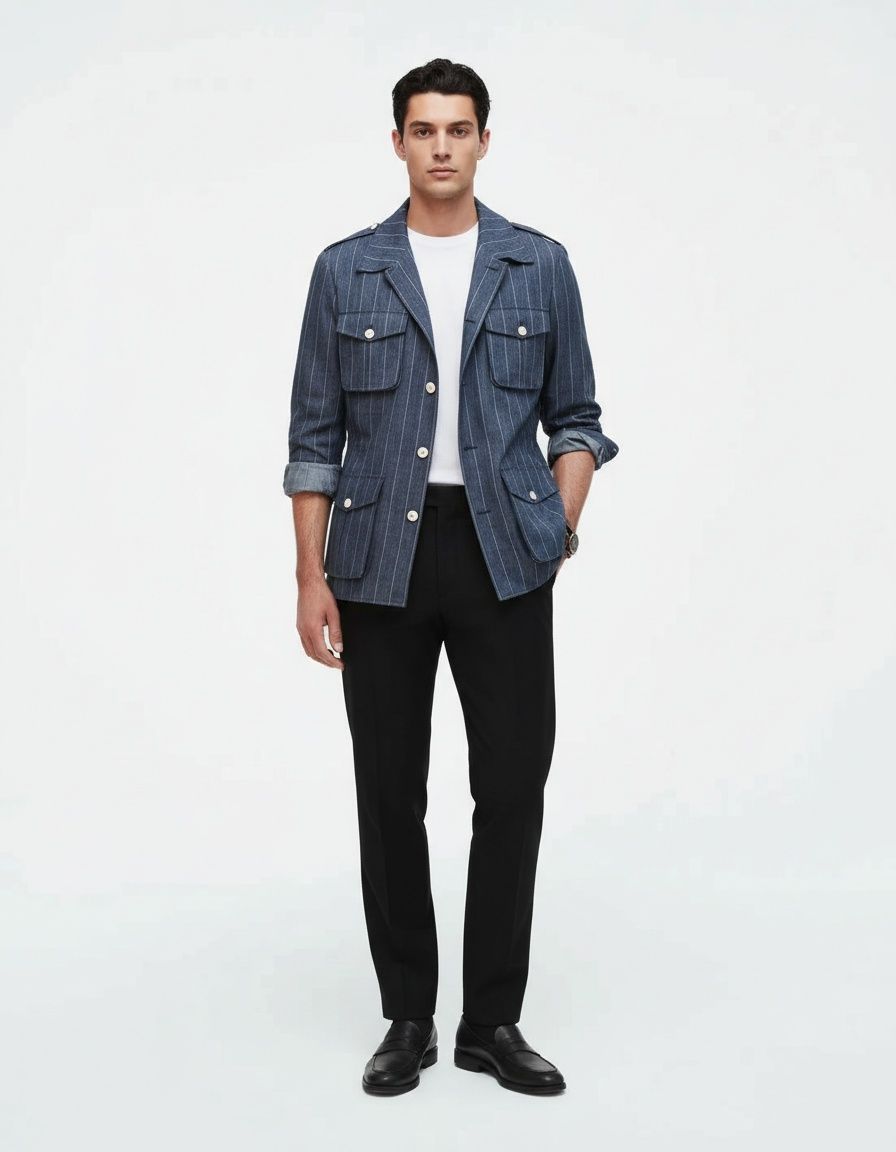 Gestreiftes Slim-Fit-Hemd mit Reverskragen für Herren – atmungsaktive Winter-Freizeitkleidung