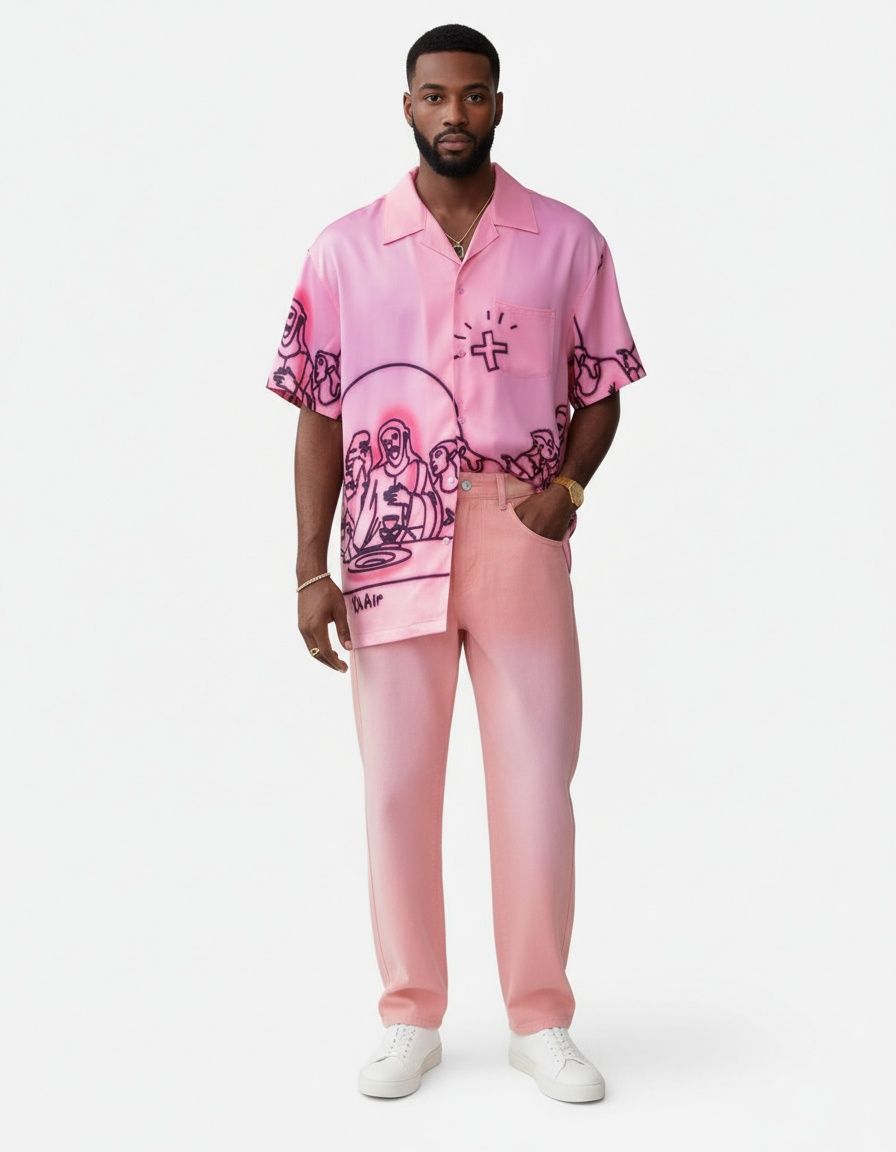 Slim Fit Printed Long-Sleeved Breathable Casual Shirt for Men's Autumn Fashion