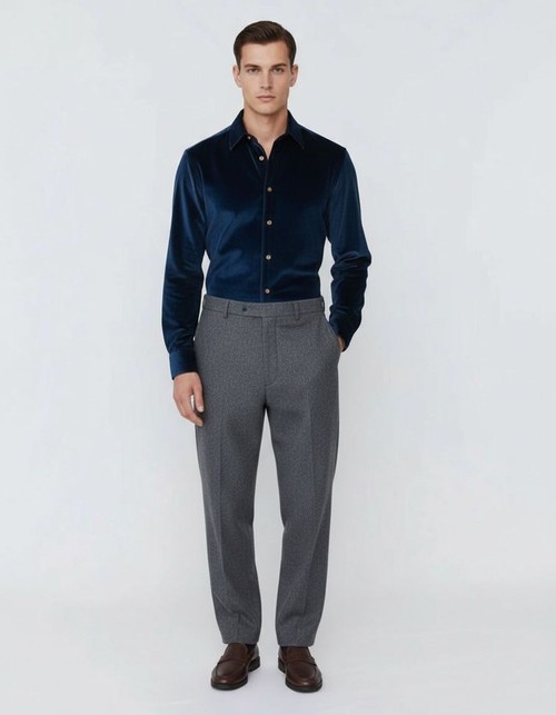 Breathable Cotton Blend Long-Sleeved Shirt with Relaxed Fit for Men's Casual Winter Wear