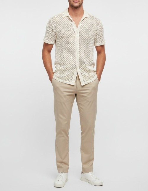 Breathable Mesh Short-Sleeved Lapel Shirt for Men's Casual Wear