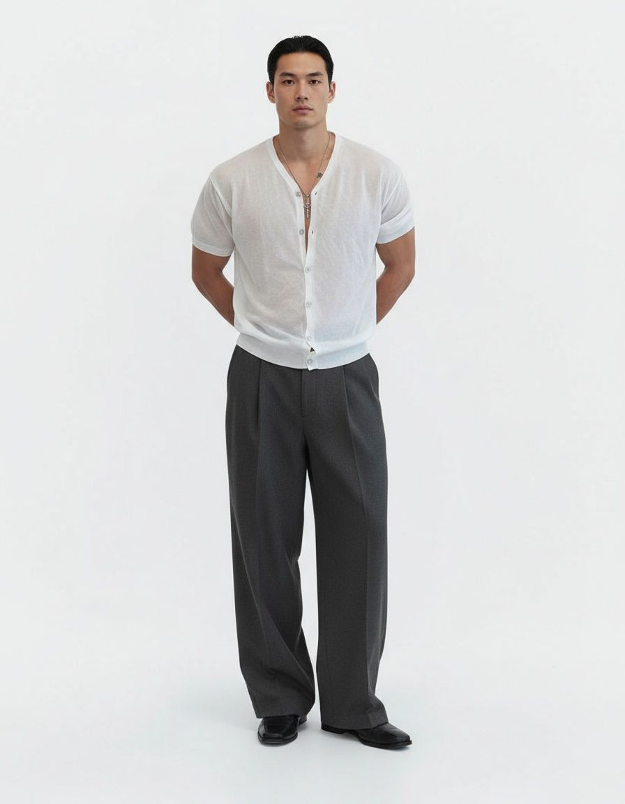 Stand Collar Slim Fit Breathable Shirt for Men's Casual Sporty Wear