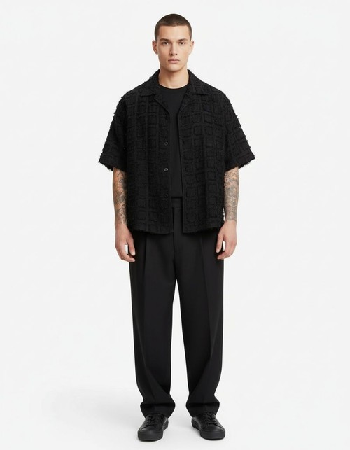 Loose Fit Breathable Solid Color Short-Sleeve Shirt for Men's Casual Summer Wear