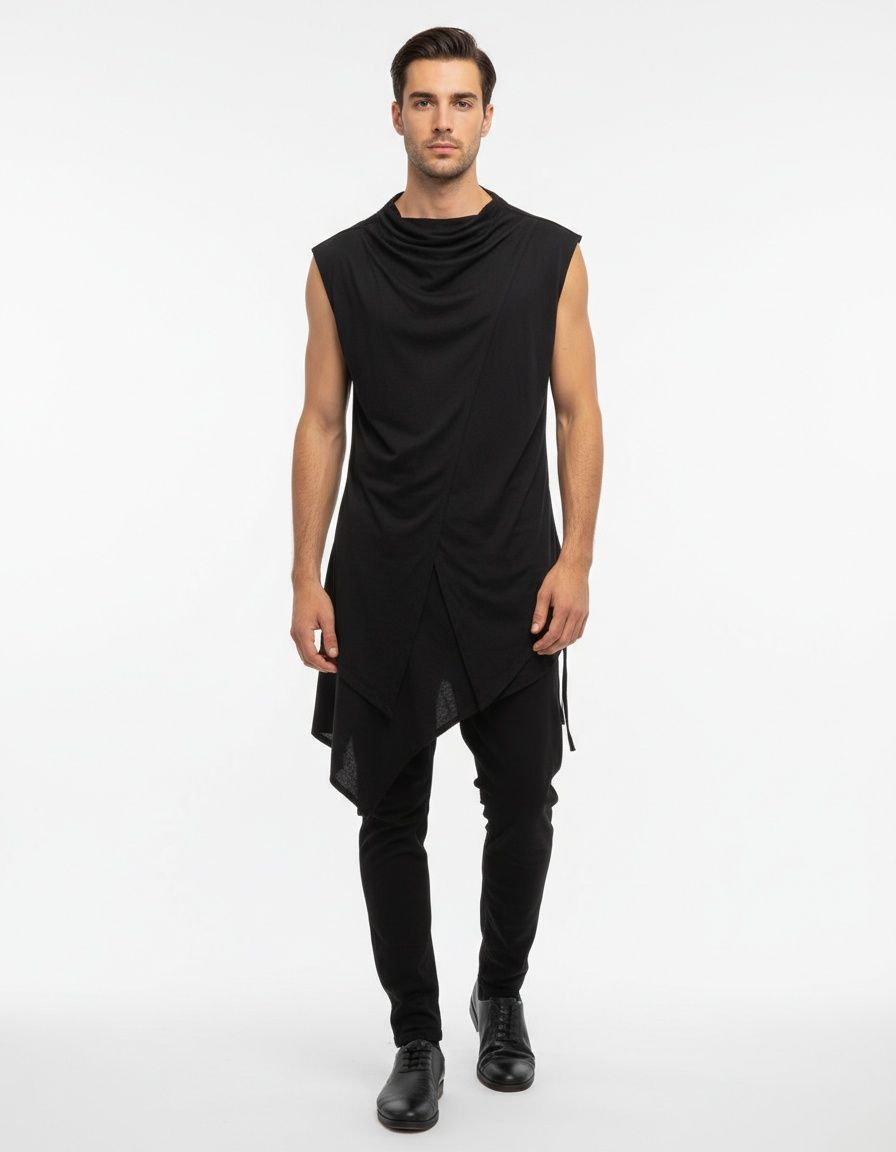 Sleeveless Cowl Neck Breathable T-Shirt for Men's Casual Summer Style