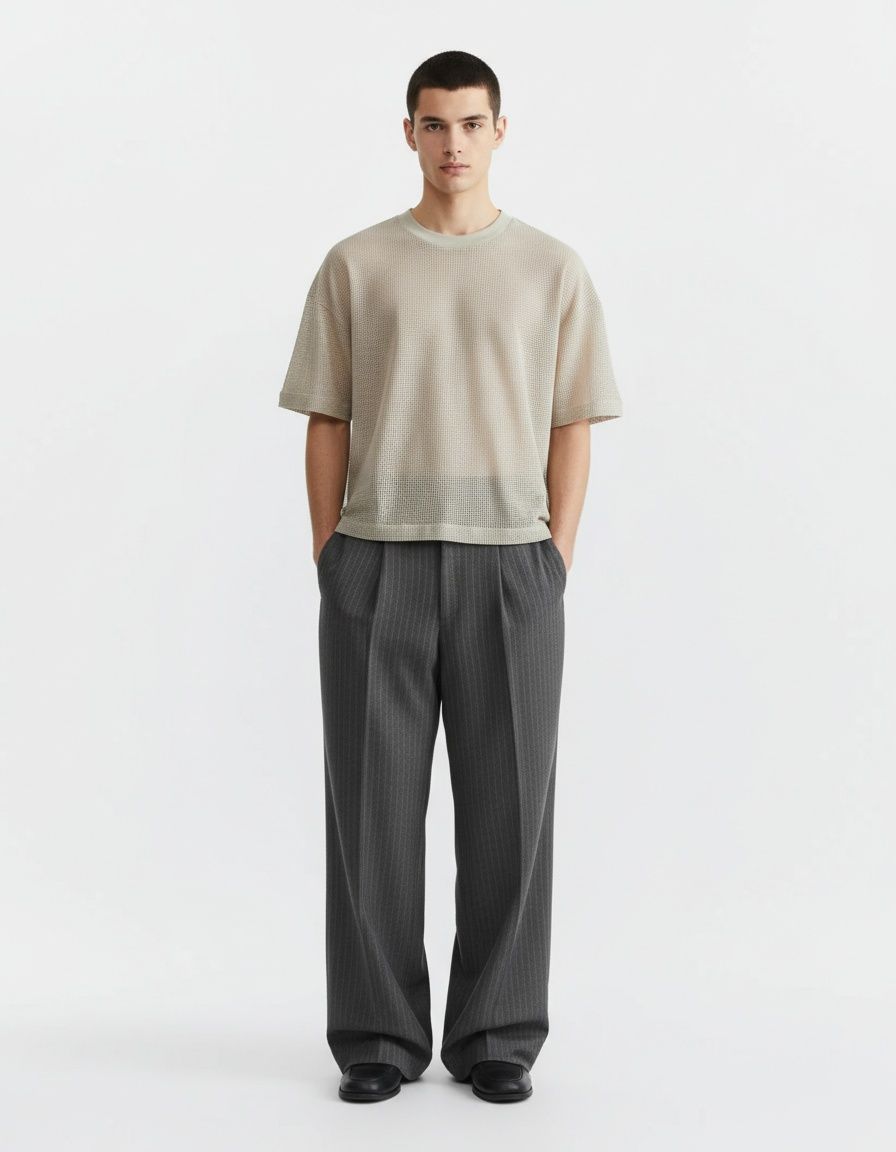 Hollow Knit Breathable Casual Pullover for Men's Autumn Wear