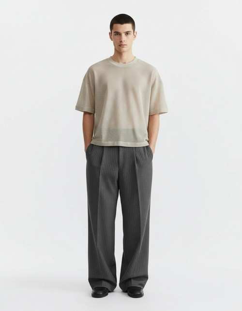 Hollow Knit Breathable Casual Pullover for Men's Autumn Wear