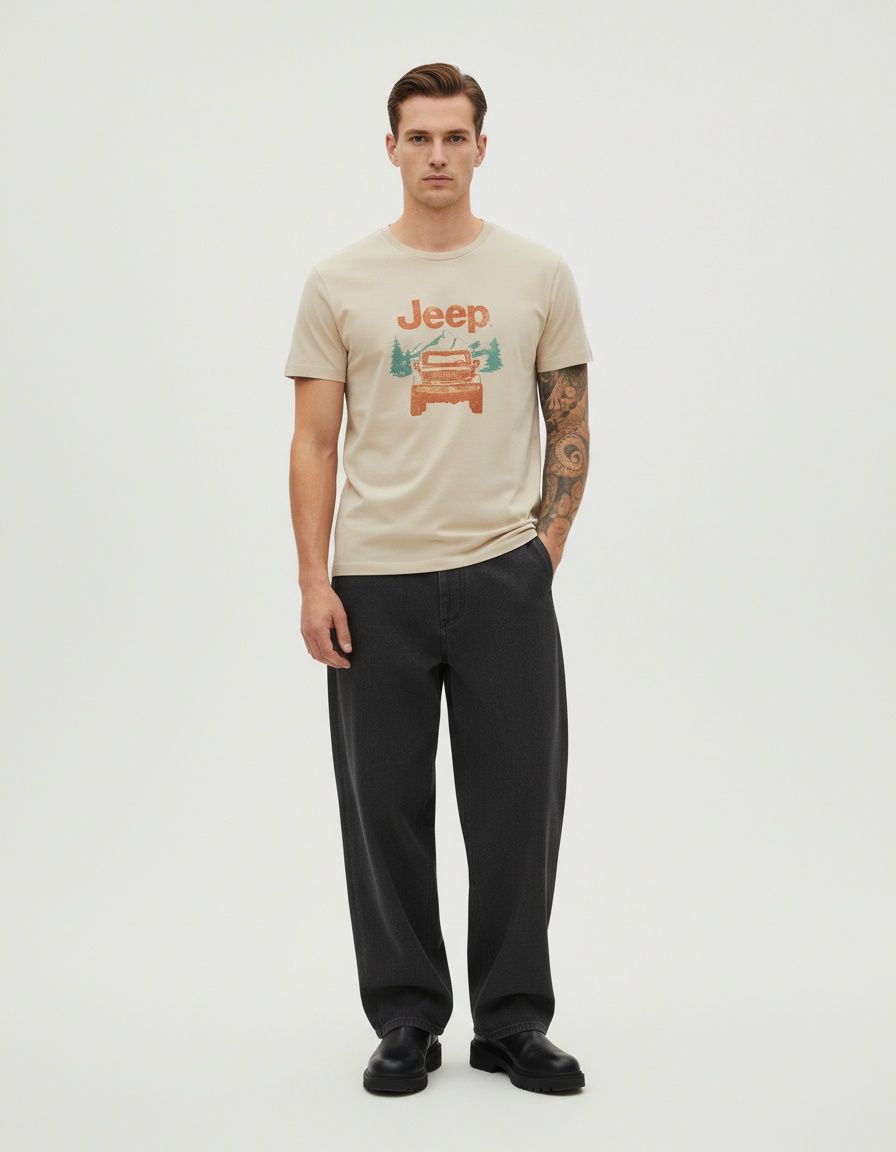 Loose Fit Letter Print Summer T-Shirt for Plus-Size Men's Casual Streetwear