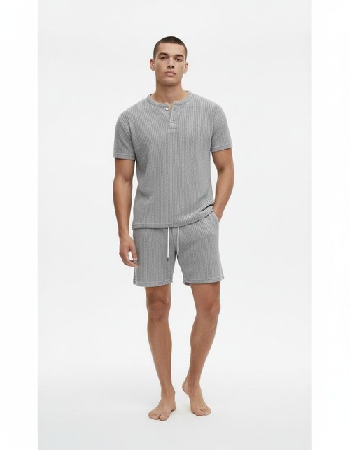 Loose Fit Breathable Cotton Blend T-Shirt and Shorts Sports Suit for Men's Casual Summer Wear