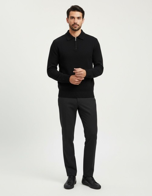 Half-Zip Knit Sweater with Loose Fit for Men's Winter Casual Wear