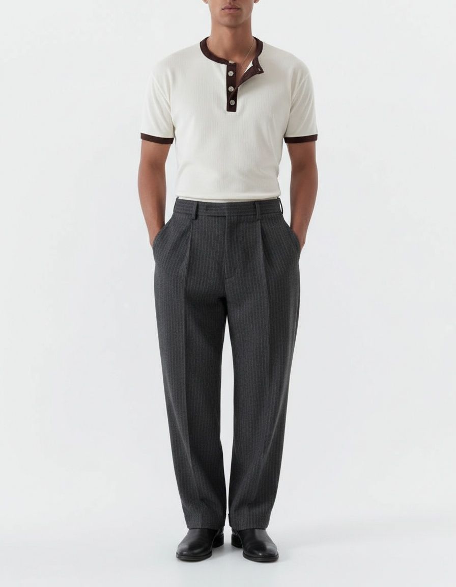 Suéter de punto transpirable con cuello Henley para uso casual de primavera para hombre