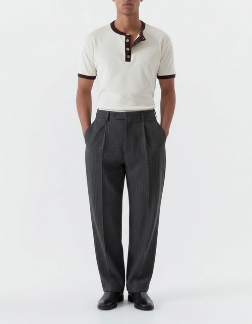 Suéter de punto transpirable con cuello Henley para uso casual de primavera para hombre