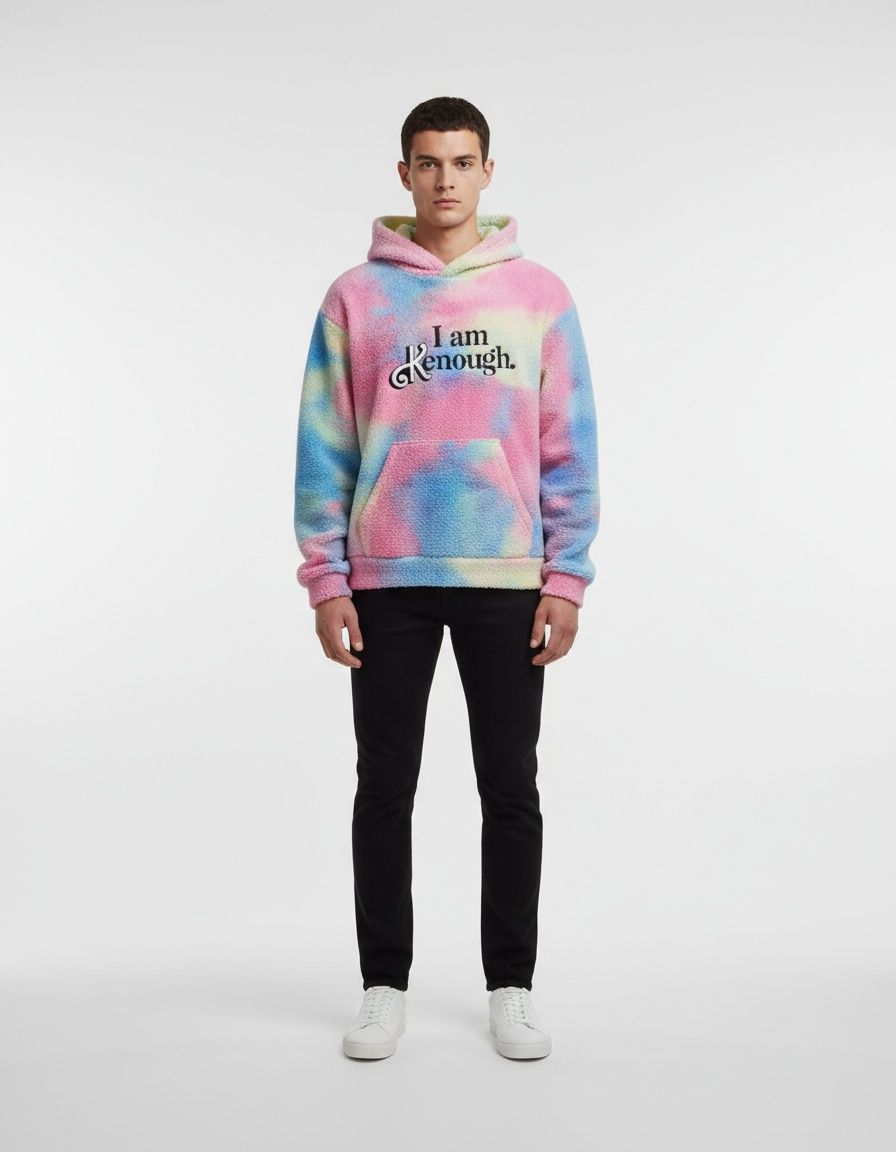 Tie-Dye Winter Hooded Sweatshirt with Breathable Casual Fit for Men's Wear