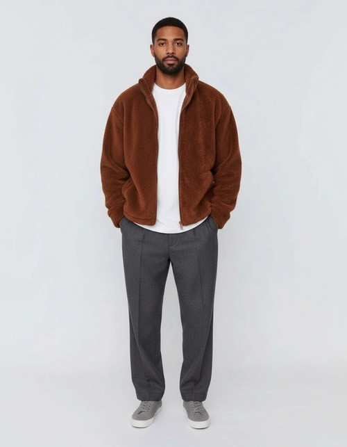 Plush Stand Collar Loose Sweatshirt for Men's Casual Winter Wear