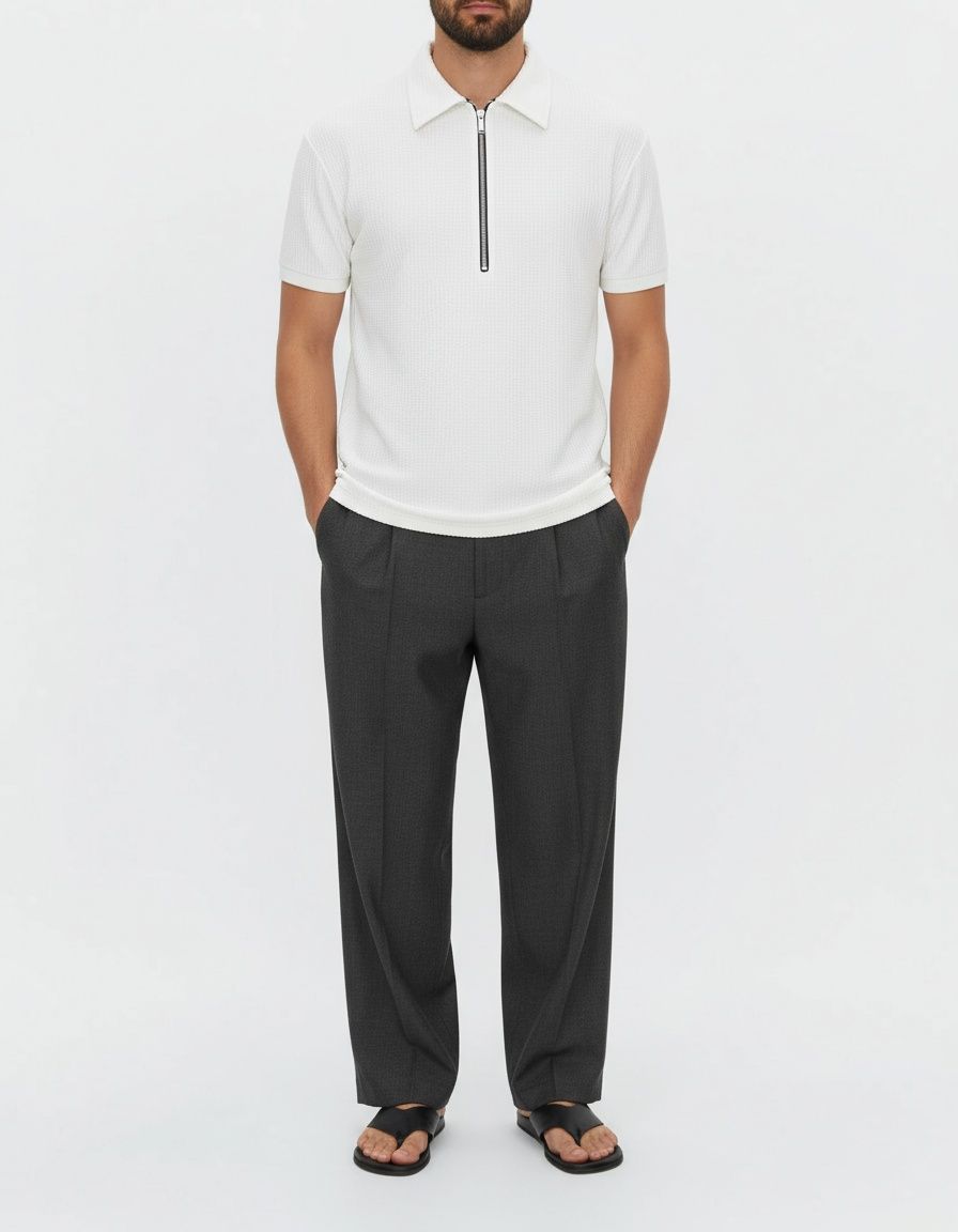 Polo de manga corta de mezcla de algodón cómodo para uso informal de verano para hombre.